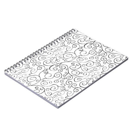 Handgemalte schwarze Krümmung auf Weiß Notizblock (Linke Seite)