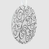 Handgemalte schwarze Krümmung auf Weiß Ornament (Vorderseite)