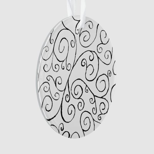 Handgemalte schwarze Krümmung auf Weiß Ornament (Vorderseite)