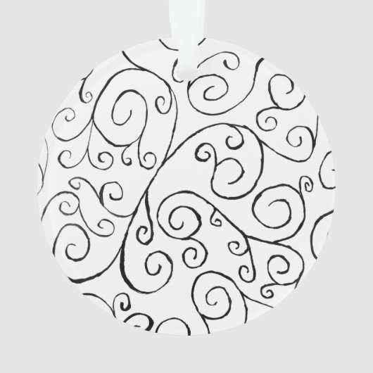Handgemalte schwarze Krümmung auf Weiß Ornament (Rückseite)