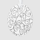 Handgemalte schwarze Krümmung auf Weiß Ornament (Vorderseite)