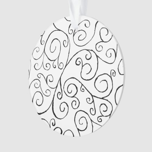 Handgemalte schwarze Krümmung auf Weiß Ornament (Vorderseite)
