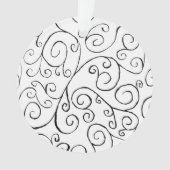 Handgemalte schwarze Krümmung auf Weiß Ornament (Vorderseite)