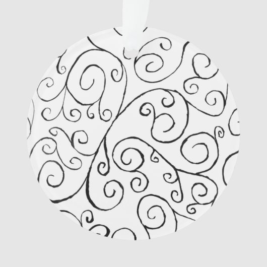 Handgemalte schwarze Krümmung auf Weiß Ornament (Vorderseite)