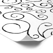 Handgemalte schwarze Krümmung auf Weiß Poster (Ecke)