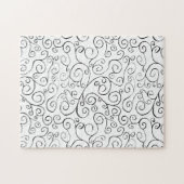Handgemalte schwarze Krümmung auf Weiß Puzzle (Horizontal)