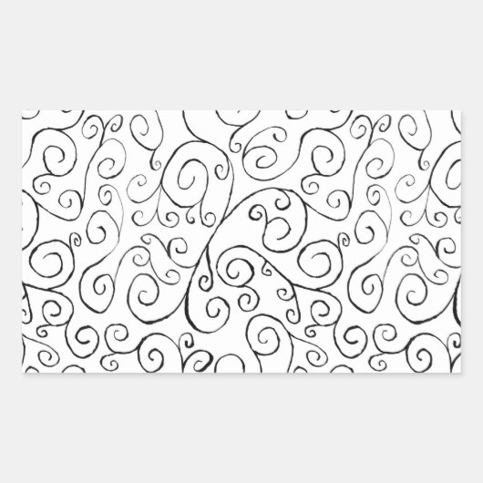 Handgemalte schwarze Krümmung auf Weiß Rechteckiger Aufkleber (Vorderseite)