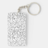 Handgemalte schwarze Krümmung auf Weiß Schlüsselanhänger (Rückseite)