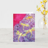 Handgemalte Silk Libellen-Mitteilungskarten Karte (Gelbe Blume)