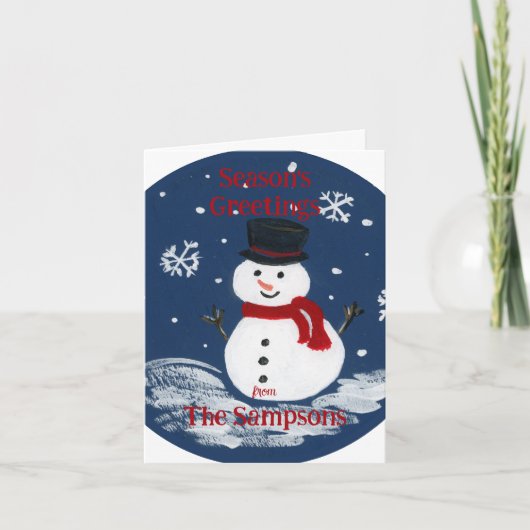 Handgemalte Snowman Gruß PERSONALIZE (Vorderseite)