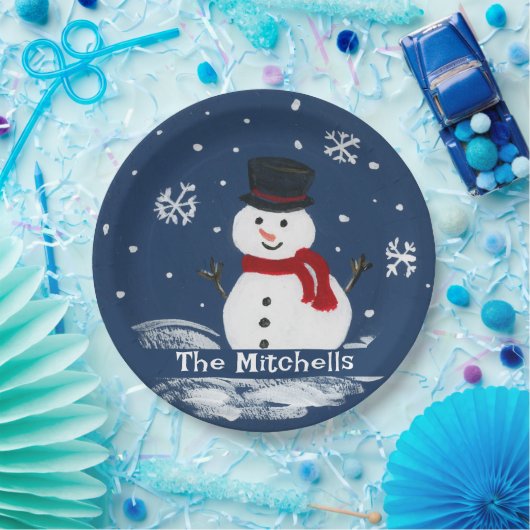Handgemalte Snowman PERSONALIZE Pappteller (Party)