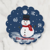 Handgemalte Snowman PERSONALIZE Round Geschenkanhänger (Vorderseite)