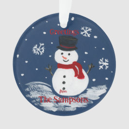 Handgemalte Snowman PERSONALIZE Round Ornament