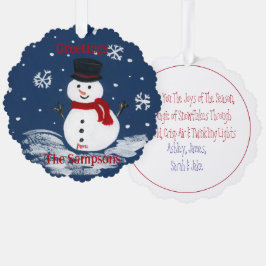 Handgemalte Snowman PERSONALIZE Round Ornament Karte