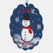 Handgemalte Snowman PERSONALIZE Round Ornament Karte (Links)