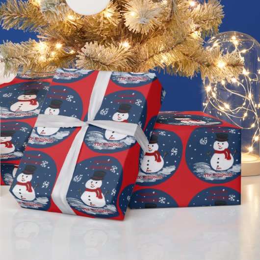Handgemalte Snowman Red PERSONALIZE Geschenkpapier (Feiertage)