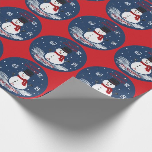 Handgemalte Snowman Red PERSONALIZE Geschenkpapier (Ecke)