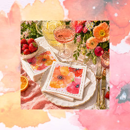 Handgemalte Sommer Florals Abendessen Napkins — Pe Serviette