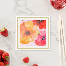Handgemalte Sommer Florals Abendessen Napkins — Pe Serviette