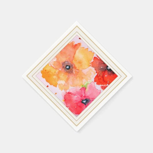 Handgemalte Sommer Florals Abendessen Napkins — Pe Serviette (Ecke)