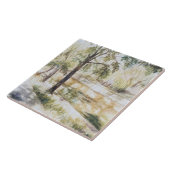 Handgemalte sommerliche Aquarellbäume Fluss Fliese (Seite)