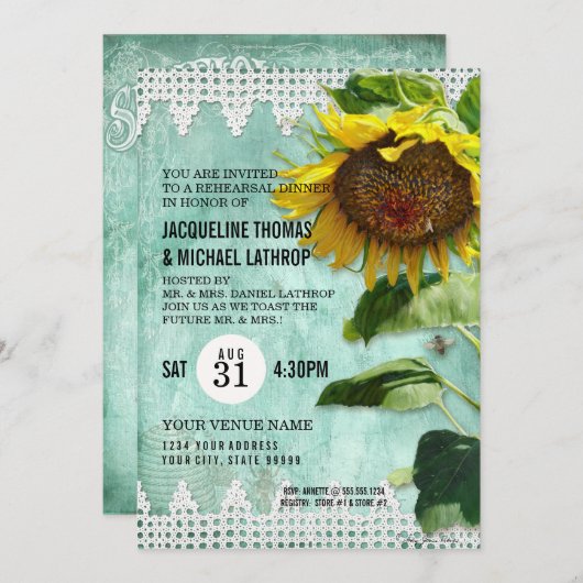 Handgemalte Sonnenblume Holzzaun Bienenstock Einladung (Vorne/Hinten)