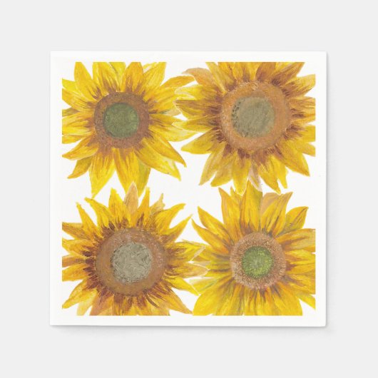Handgemalte Sonnenblume Napkins Serviette (Vorderseite)