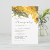 Handgemalte Sonnenblumen keine Eltern Hochzeit Einladung (Stehend Vorderseite)