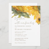 Handgemalte Sonnenblumen keine Eltern Hochzeit Einladung (Vorne/Hinten)