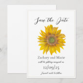Handgemalte Sonnenblumenkarte Save the Date (Vorne/Hinten)