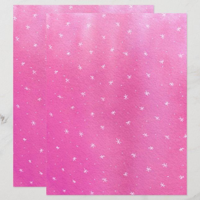 Handgemalte Stars auf rosa Blends Scrapbook Paper (Vorne/Hinten)