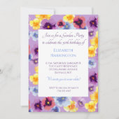 Handgemalte Stiefmütterchen Blumengarten Party Geb Einladung (Vorderseite)