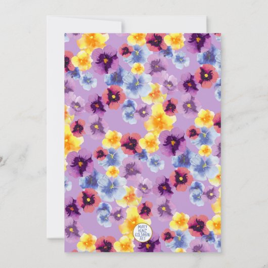 Handgemalte Stiefmütterchen Blumengarten Party Geb Einladung (Rückseite)