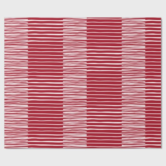 Handgemalte Streifen, Kariert, rot & weiß Geschenkpapier (Flach)