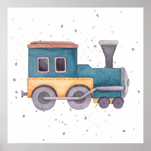 Handgemalte Train Baby Boy Kinderzimmer Poster (Vorne)