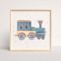 Handgemalte Train Baby Boy Kinderzimmer Poster
