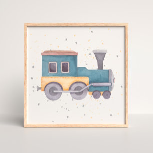 Handgemalte Train Baby Boy Kinderzimmer Poster