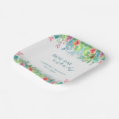 handgemalte Tropische Blume Hochzeit Pappteller (Gewinkelt)