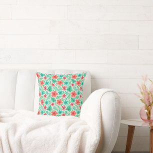 Handgemalte tropische Blume Sommer Kissen
