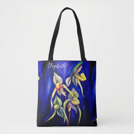 Handgemalte tropische tropische Exotische Orchidee Tasche (Vorderseite)