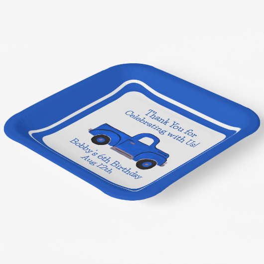 Handgemalte Vintage Lkw-Grenze Pappteller (Gewinkelt)