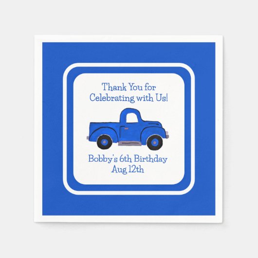 Handgemalte Vintage LKW-GRENZE Serviette (Vorderseite)