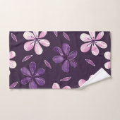 Handgemalte violette Blumen Badhandtuch Set (Handtuch)