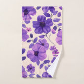 Handgemalte violette Blumen Badhandtuch Set (Handtuch)