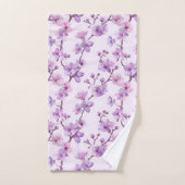 Handgemalte violette Blumen Badhandtuch Set (Handtuch)