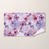 Handgemalte violette Blumen Kirschblüte Badhandtuch Set (Handtuch)