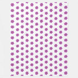 Handgemalte violette Blumen Weißes Muster Fleecedecke