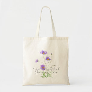 handgemalte violette Gänseblümchen-Tasche Tragetasche