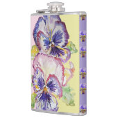Handgemalte violette Stiefmütterchen Blumen floral Flachmann (Links)