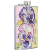 Handgemalte violette Stiefmütterchen Blumen floral Flachmann (Rechts)